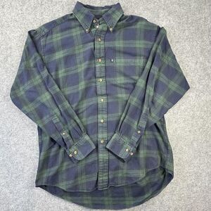 Brooks Brothers 346 Shirt Mens Medium Green Plaid Flannel Button Down Casual